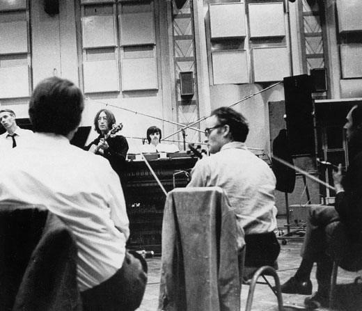 George Martin, John, Ringo and session musicians, Abbey Road Studios (1968)