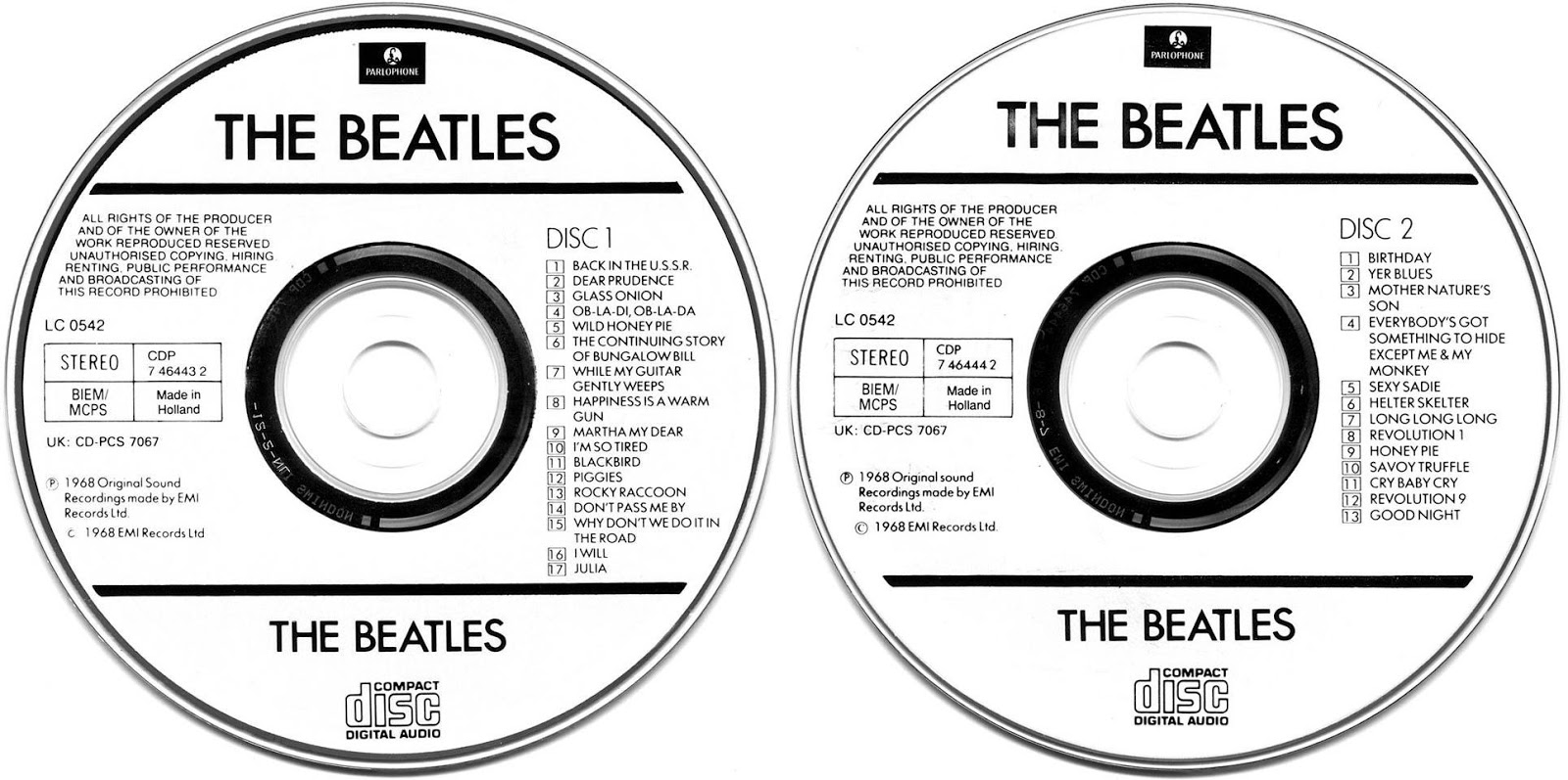 1987 Parlophone release of The Beatles on CD for the first time.
